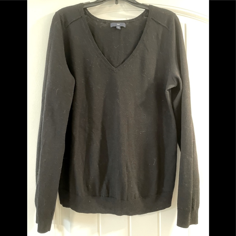 Gap v neck fitted knit pullover cotton wool blend size medium